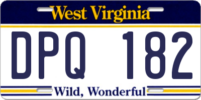 WV license plate DPQ182