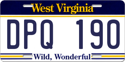 WV license plate DPQ190