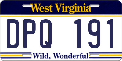 WV license plate DPQ191