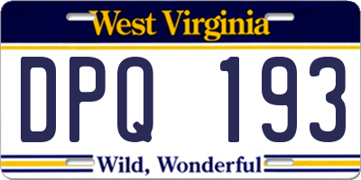 WV license plate DPQ193