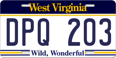 WV license plate DPQ203