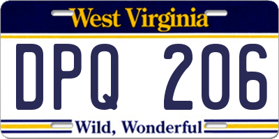 WV license plate DPQ206