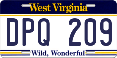 WV license plate DPQ209