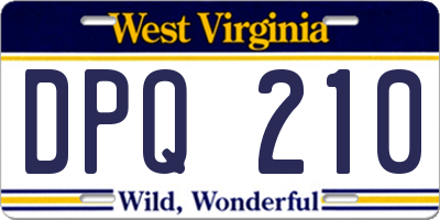 WV license plate DPQ210