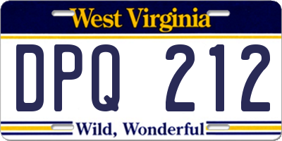 WV license plate DPQ212