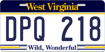 WV license plate DPQ218