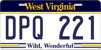 WV license plate DPQ221