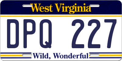 WV license plate DPQ227