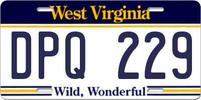 WV license plate DPQ229