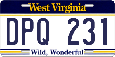 WV license plate DPQ231