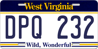 WV license plate DPQ232