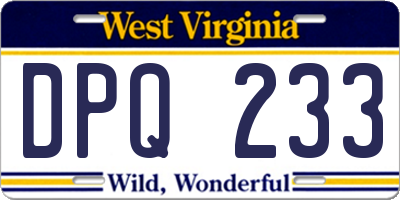 WV license plate DPQ233