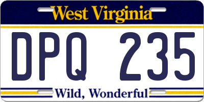 WV license plate DPQ235
