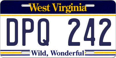 WV license plate DPQ242
