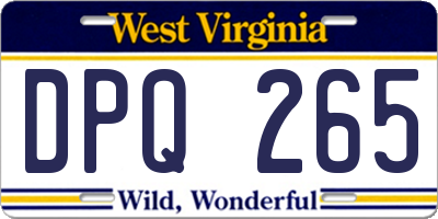 WV license plate DPQ265