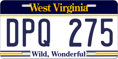 WV license plate DPQ275