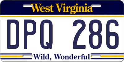 WV license plate DPQ286