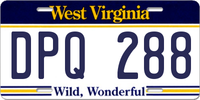 WV license plate DPQ288