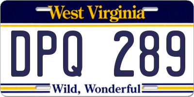 WV license plate DPQ289