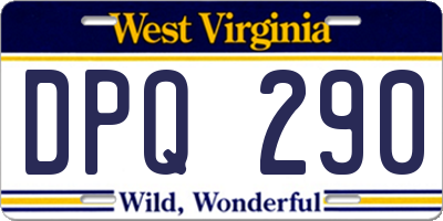 WV license plate DPQ290