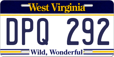 WV license plate DPQ292