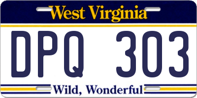 WV license plate DPQ303