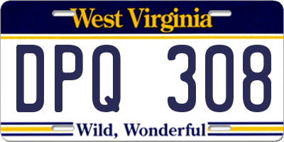 WV license plate DPQ308