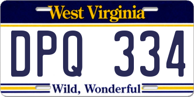 WV license plate DPQ334