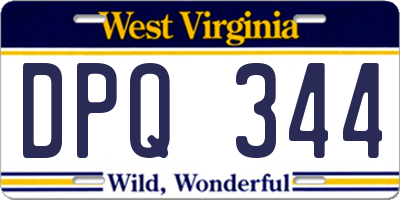 WV license plate DPQ344