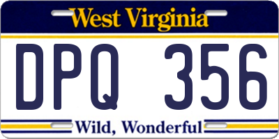 WV license plate DPQ356
