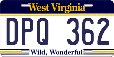 WV license plate DPQ362