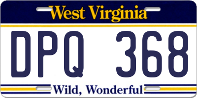 WV license plate DPQ368