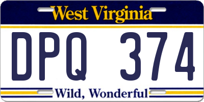WV license plate DPQ374