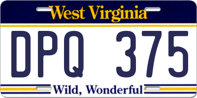 WV license plate DPQ375