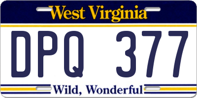 WV license plate DPQ377