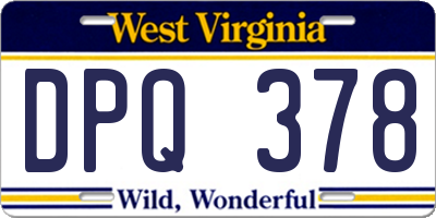 WV license plate DPQ378