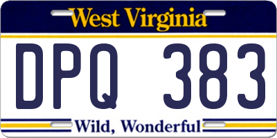 WV license plate DPQ383