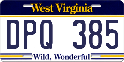 WV license plate DPQ385
