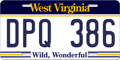 WV license plate DPQ386