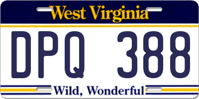 WV license plate DPQ388