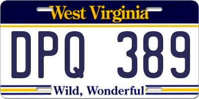 WV license plate DPQ389