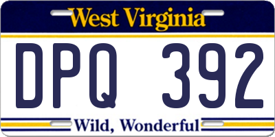 WV license plate DPQ392