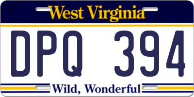 WV license plate DPQ394