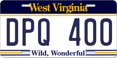 WV license plate DPQ400