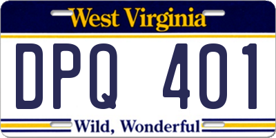 WV license plate DPQ401