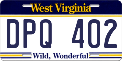 WV license plate DPQ402