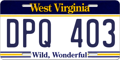 WV license plate DPQ403