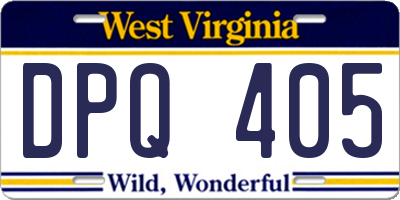 WV license plate DPQ405