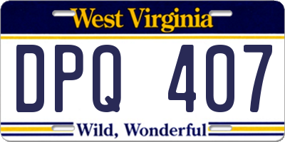 WV license plate DPQ407