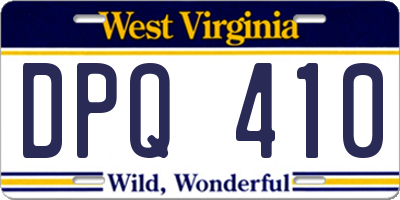 WV license plate DPQ410